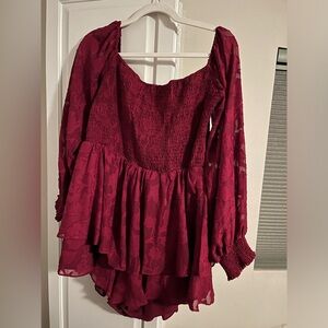 Lulus red romper long sleeve